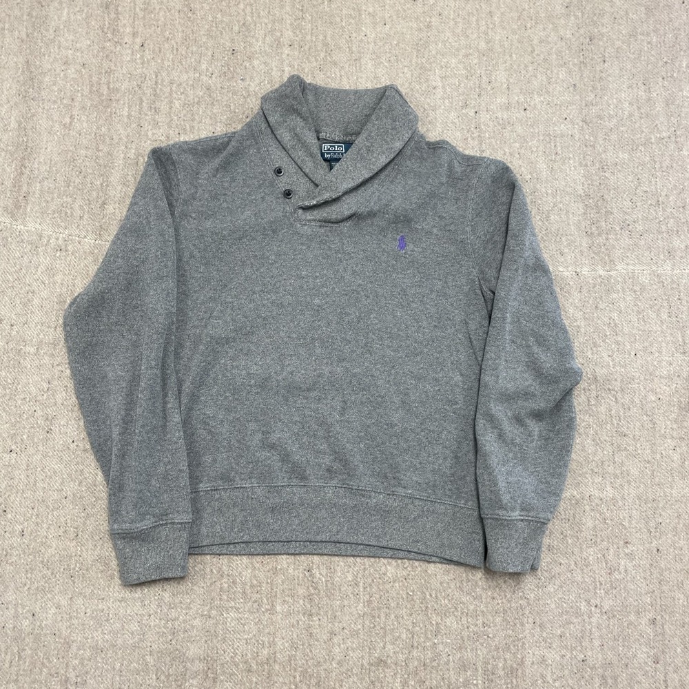 vintage Polo Ralph Lauren sweatshirt mens Medium Gray 1990s shawl Collar